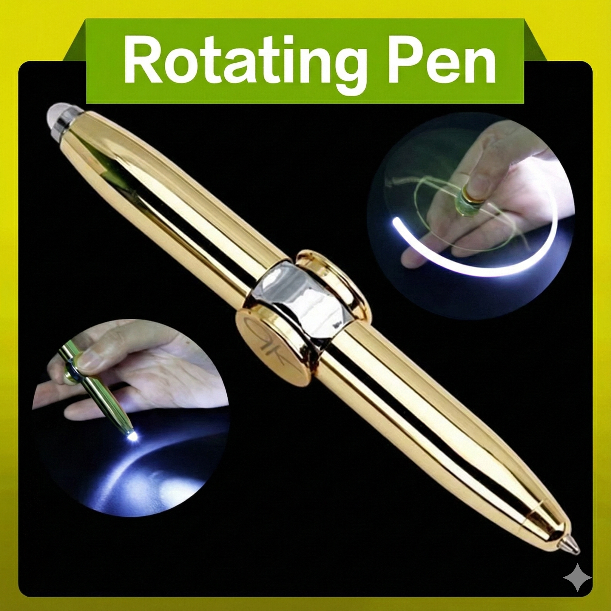 Relieve Stress Spinner Pen Gyroscope Decompression Light Ball Pen Shape Finger Gyro Writing Pen